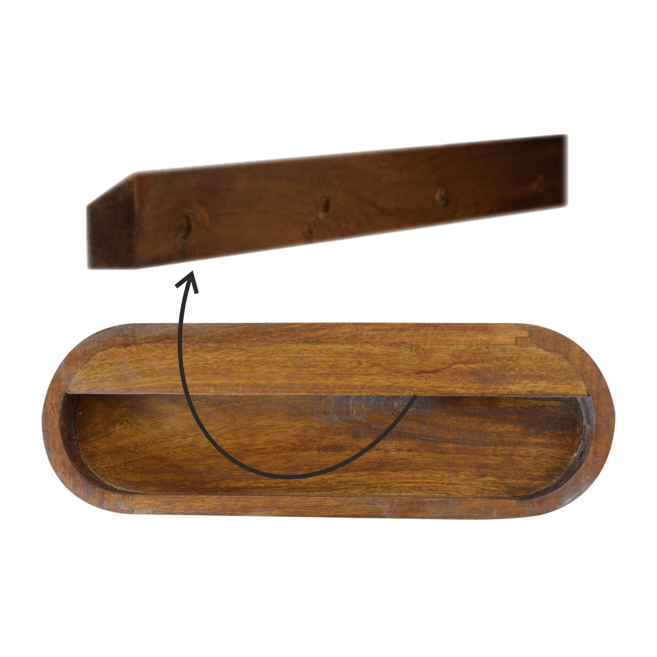 Wall Mounted Round Chestnut Bedside Table – Handcrafted Floating Wood Shelf | Iris Design Collective