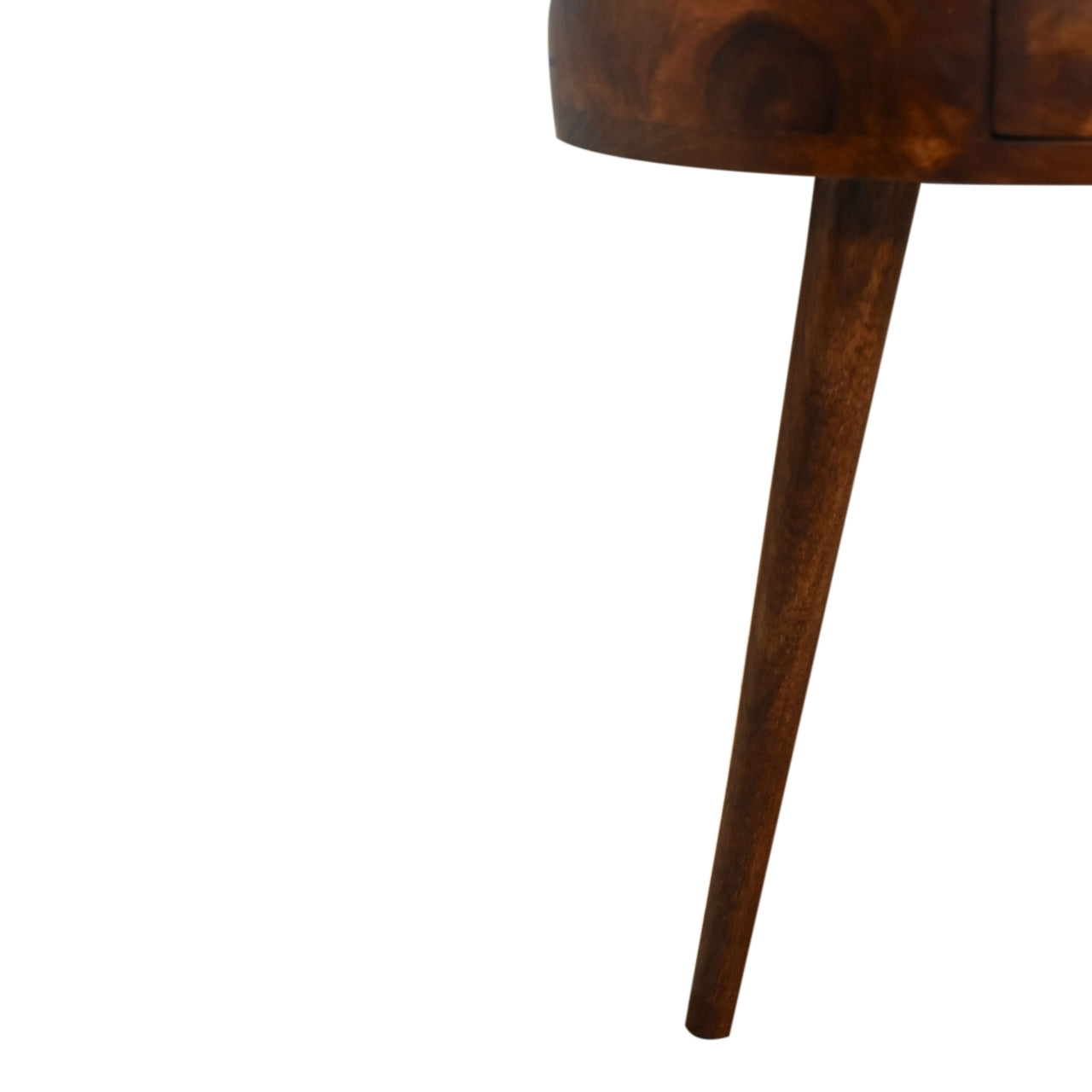 Chestnut Semi Circle Bedside Table – Handcrafted Solid Wood Furniture | Iris Design Collective