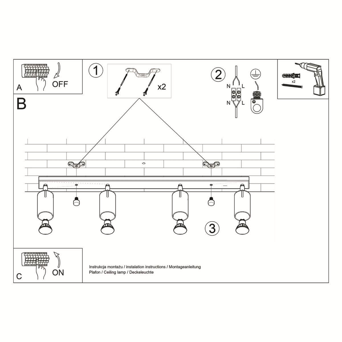 Ceiling lamp RING 4L white