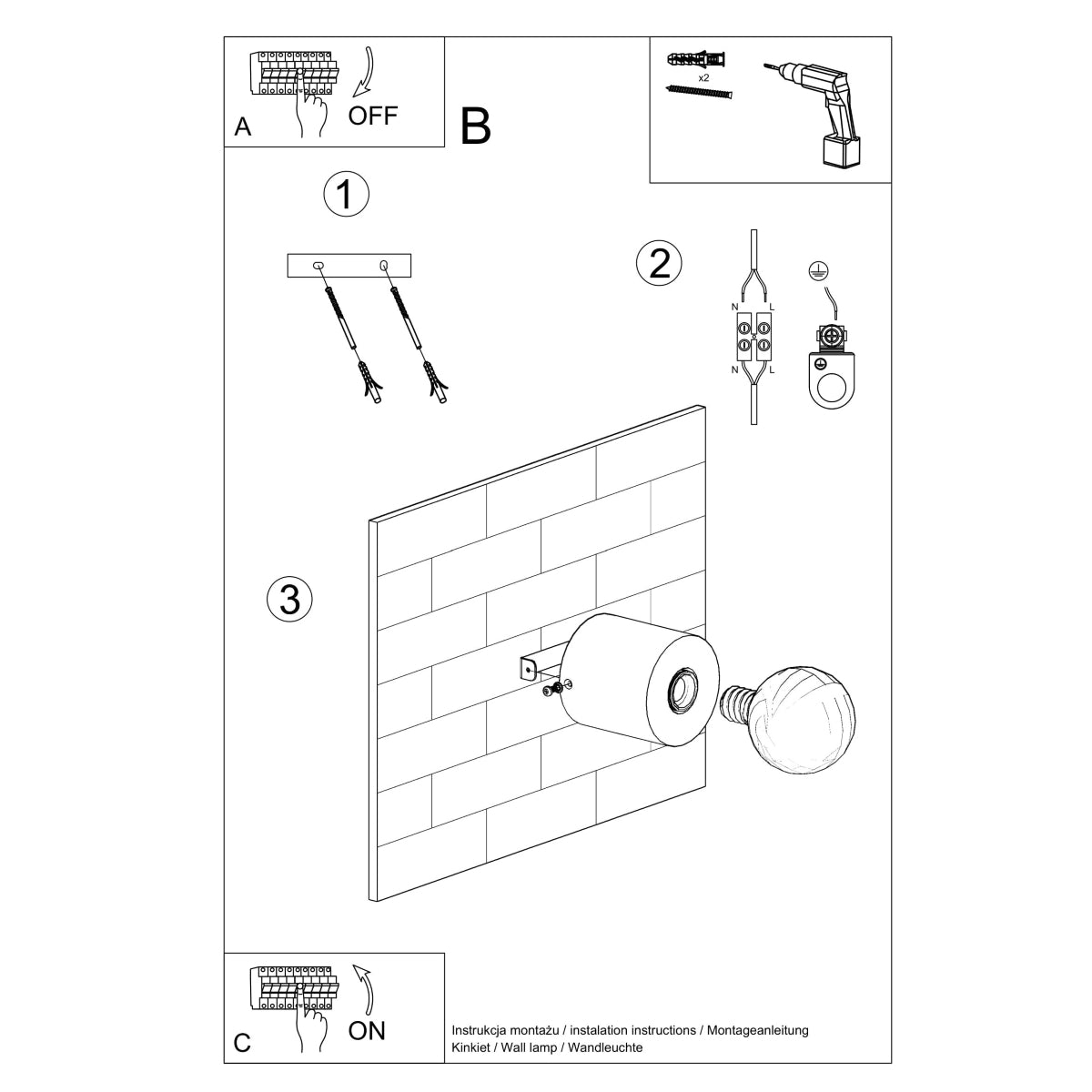 Wall lamp SALGADO concrete
