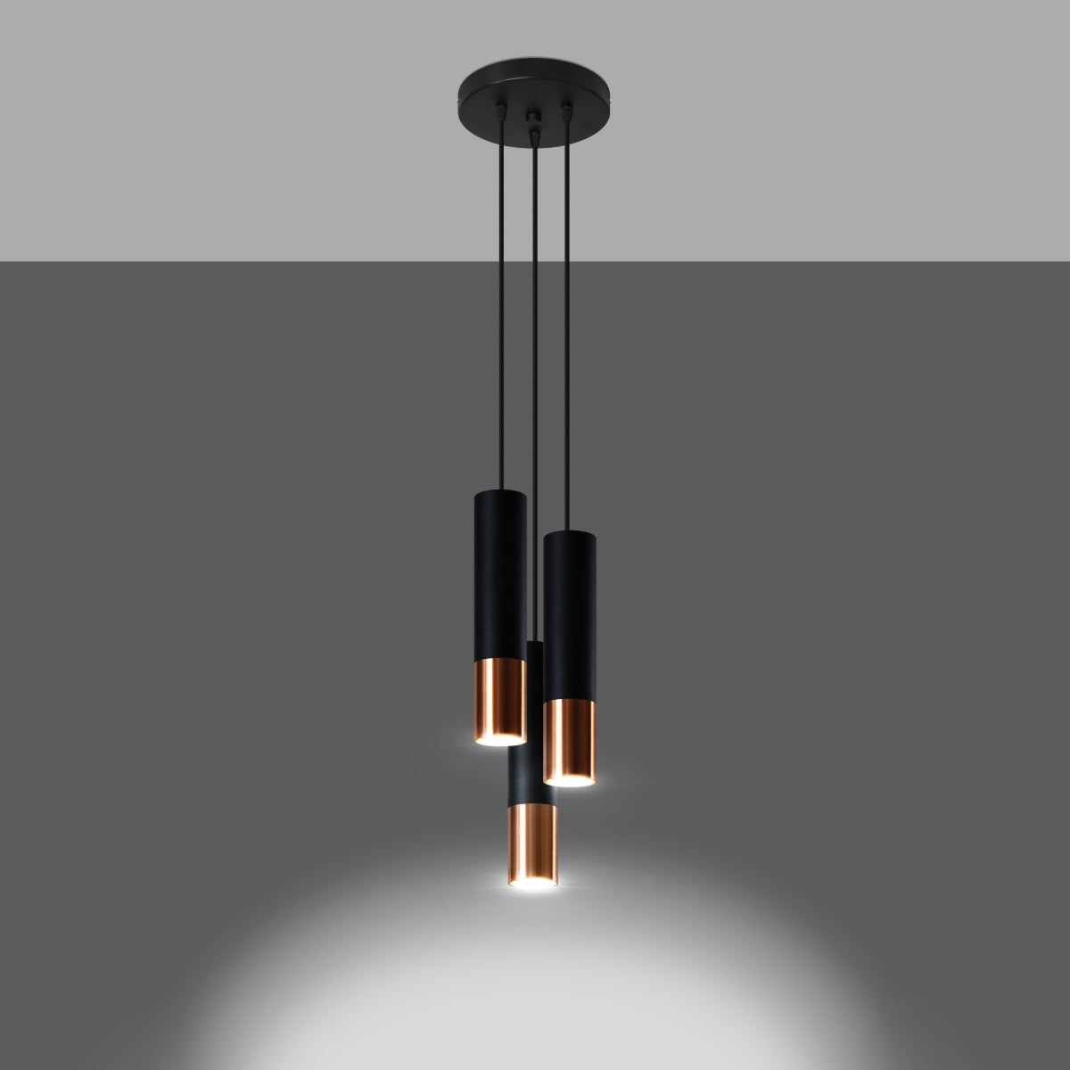 Pendant lamp LOOPEZ 3P black/copper