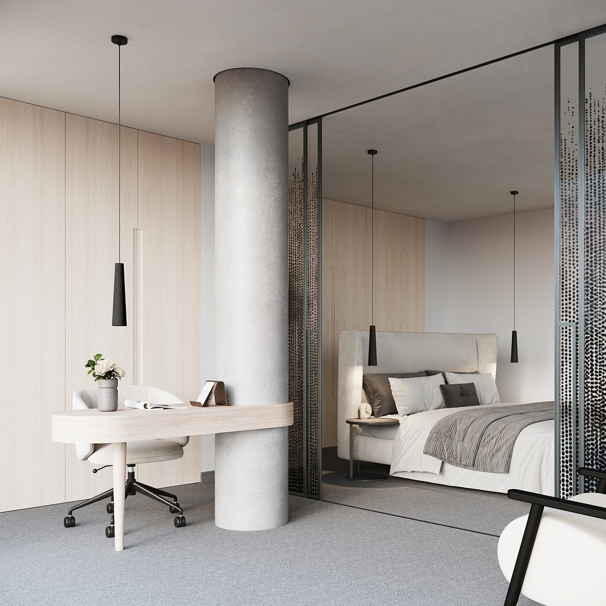 Pendant lamp ELECTRA black concrete