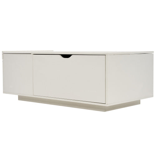 Lift Up Coffee Table with Drawer – White Wooden Tea Table for Living Room Furniture