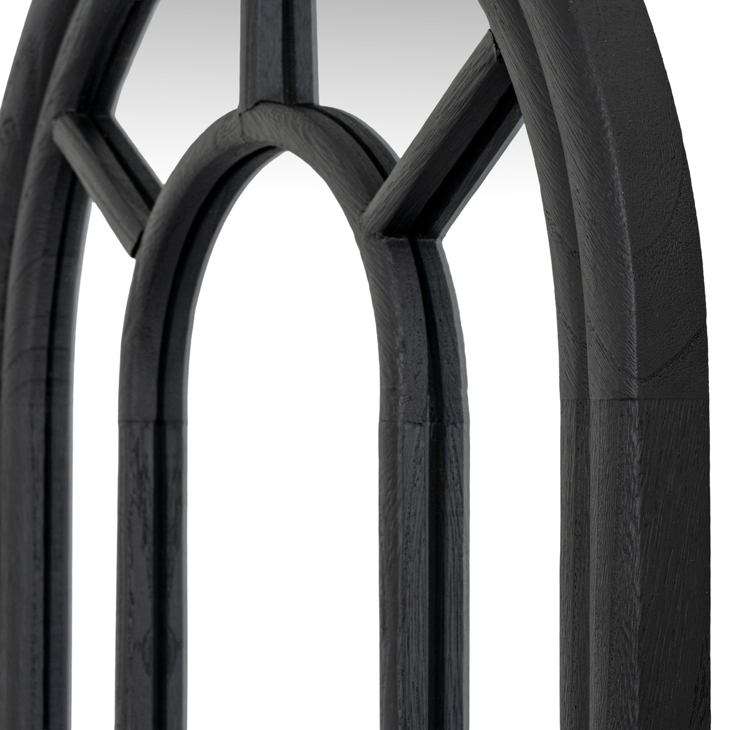 Black Wood Tall Arched Window Mirror – Designer Statement Wall Mirror UK