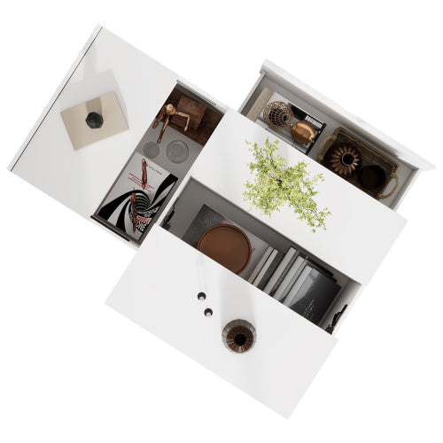 Lift Up Coffee Table with Drawer – White Wooden Tea Table for Living Room Furniture