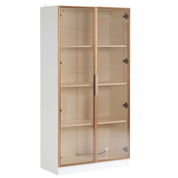 LED Display Cabinet with Tempered Glass Door – Clear Storage Showcase 160x80x40cm White