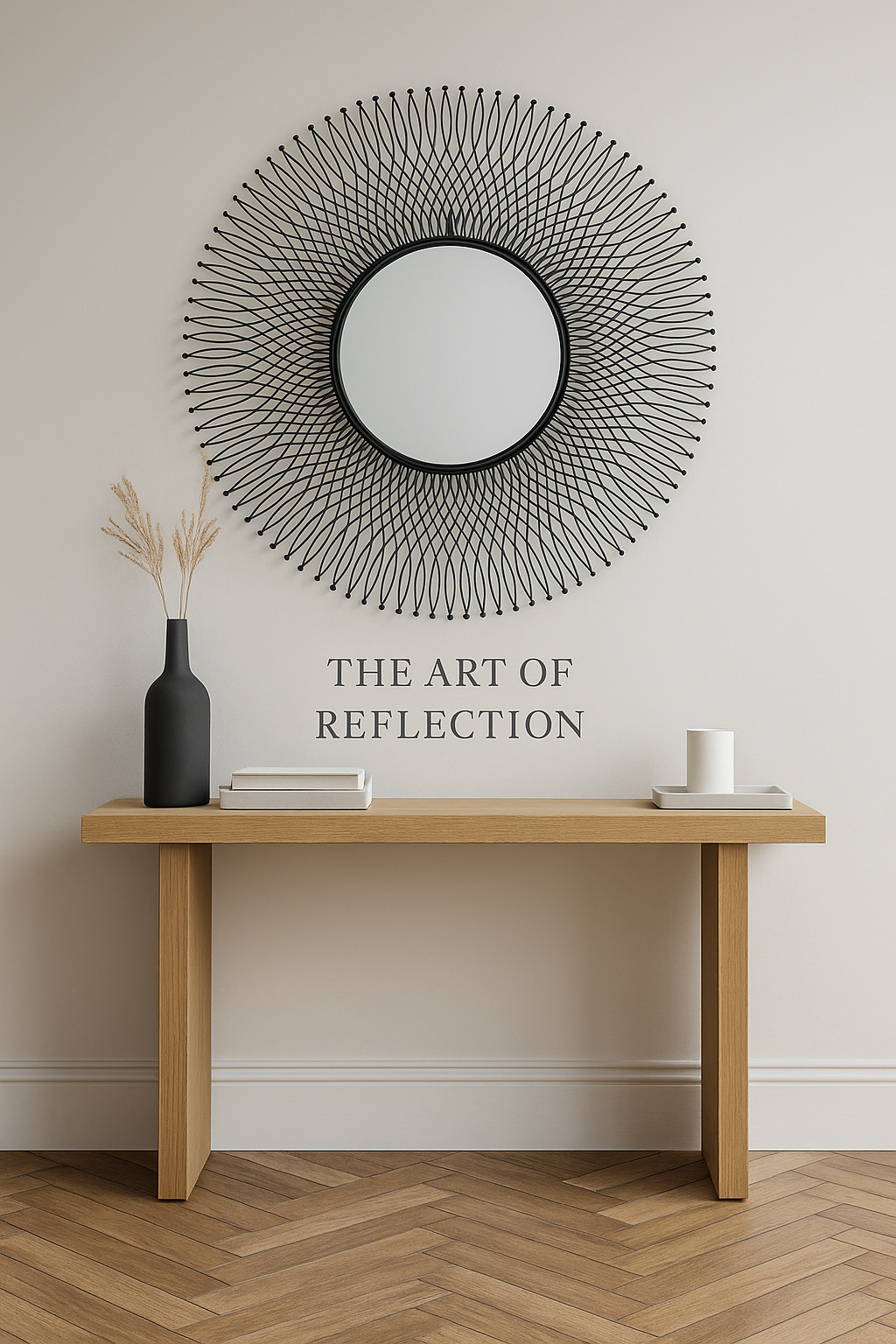 Rio Black Large Wire Mirror - Modern Statement Wall Accent