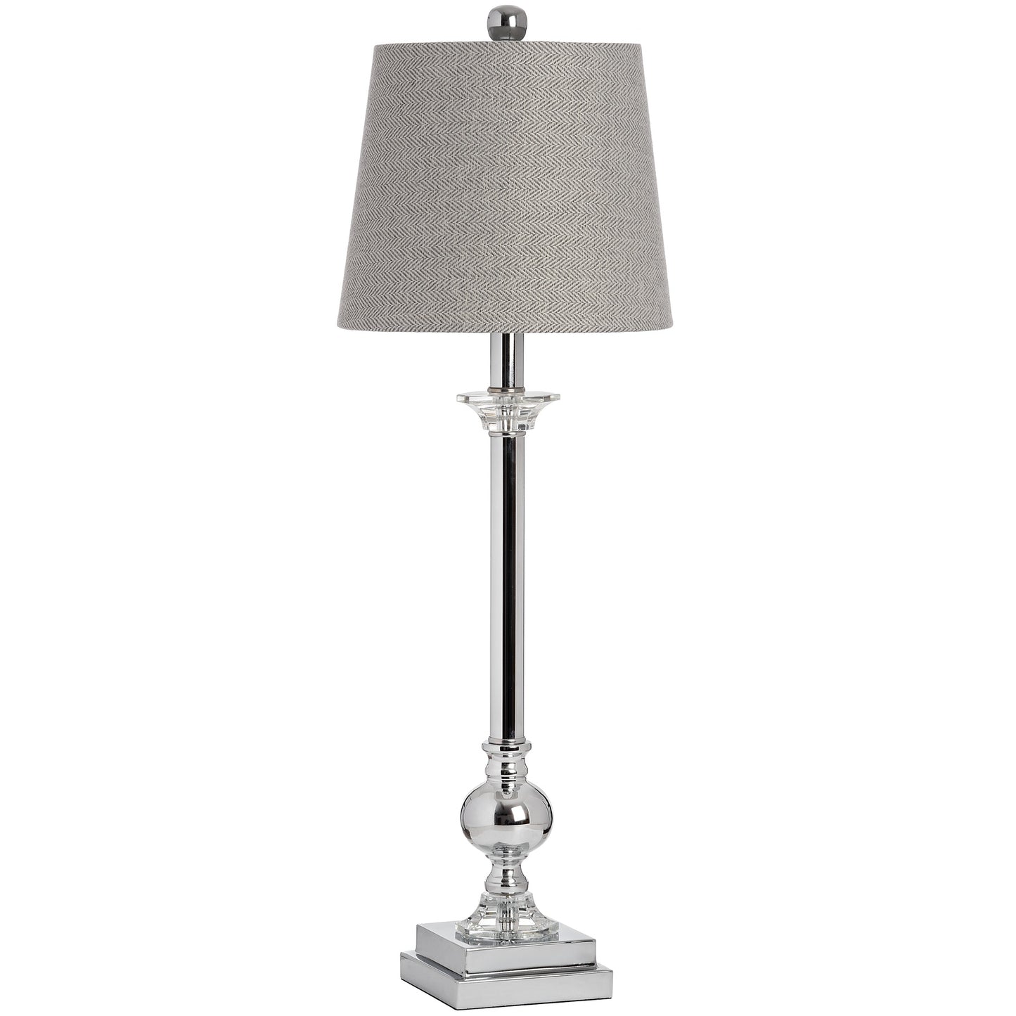 Milan Chrome Table Lamp with Grey Shade – Modern Designer Lighting UK