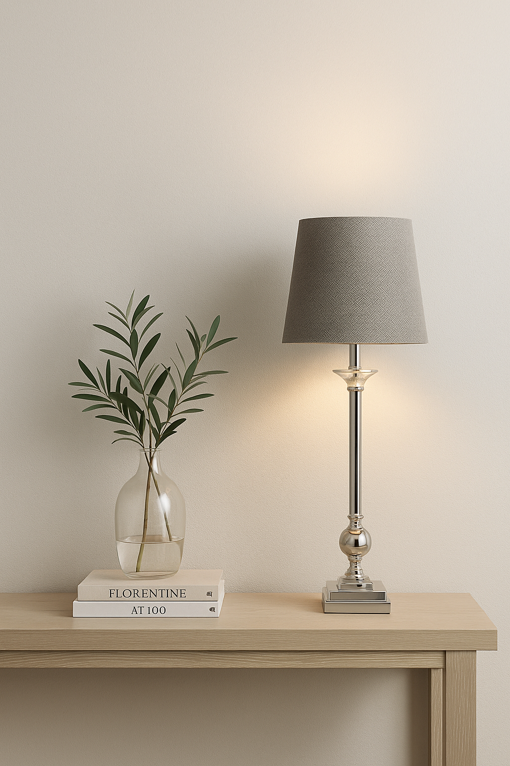 Milan Chrome Table Lamp with Grey Shade – Modern Designer Lighting UK