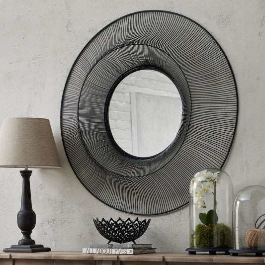 Chico Black Large Wire Mirror – Modern Industrial Designer Wall Mirror UK