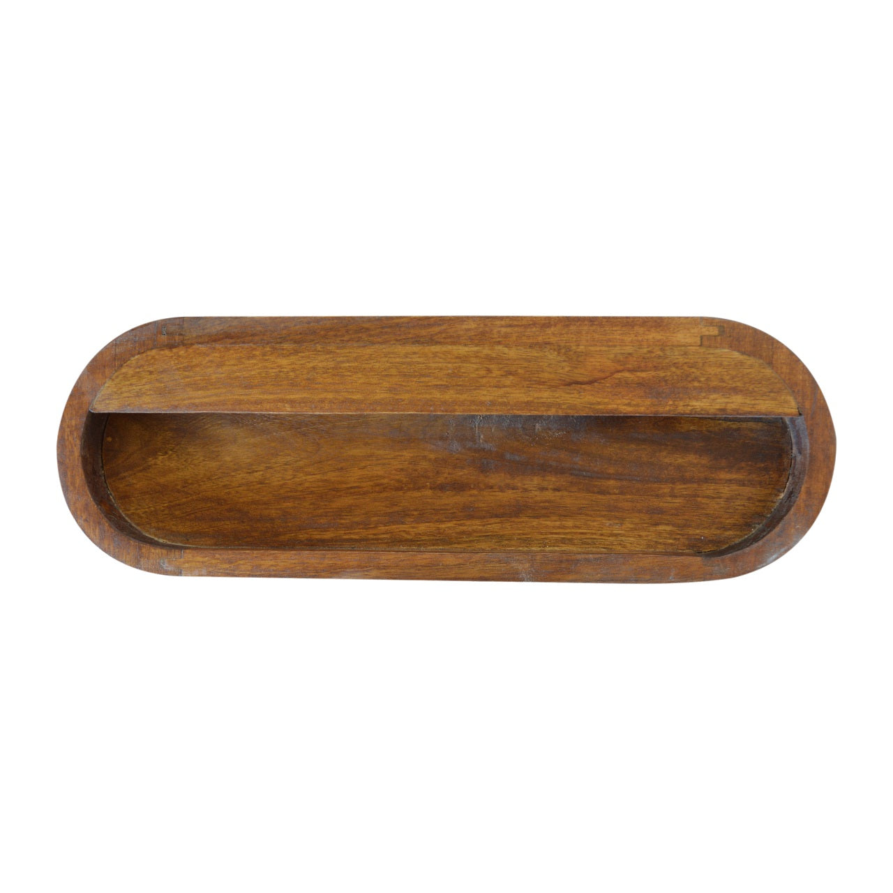 Wall Mounted Round Chestnut Bedside Table – Handcrafted Floating Wood Shelf | Iris Design Collective