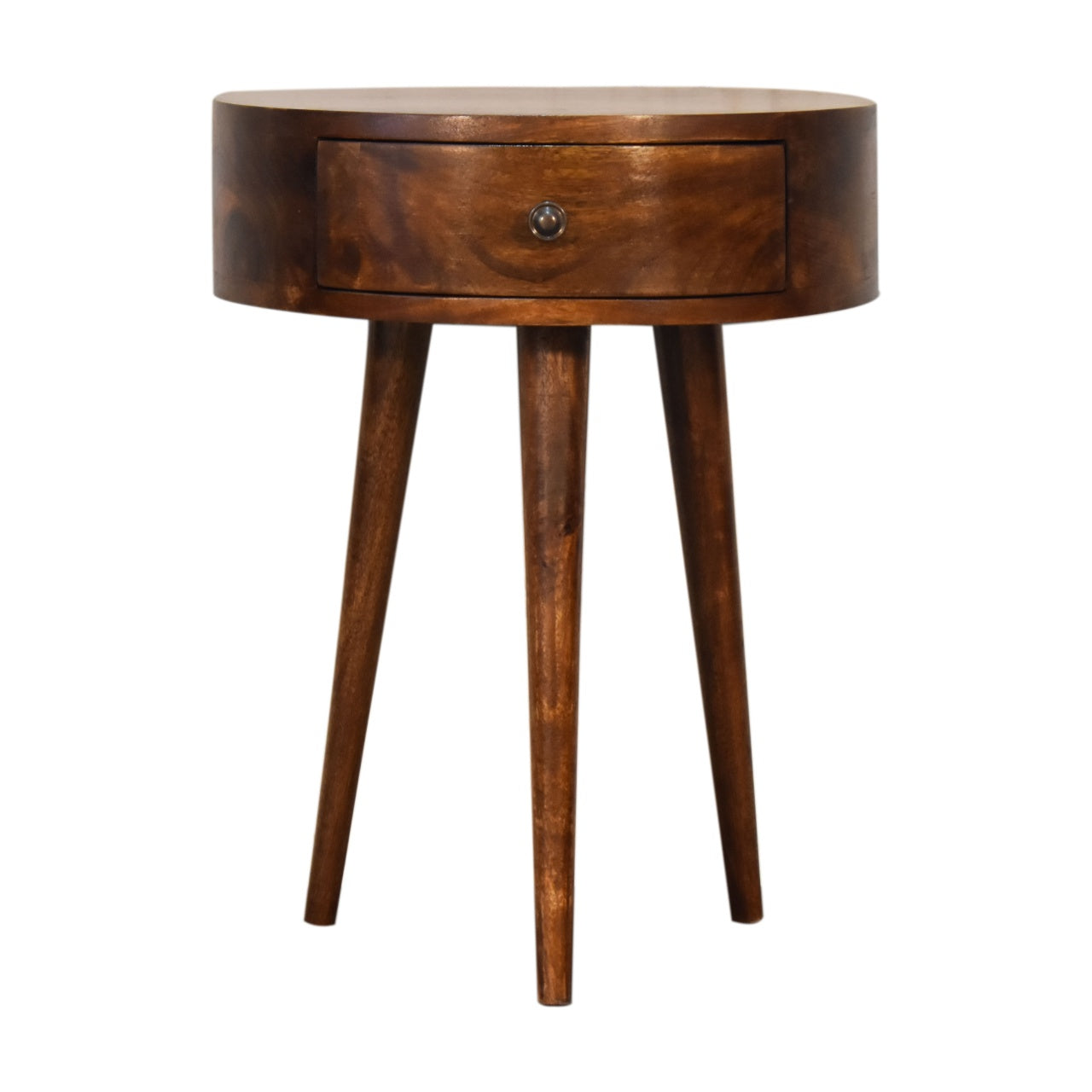 Chestnut Semi Circle Bedside Table – Handcrafted Solid Wood Furniture | Iris Design Collective