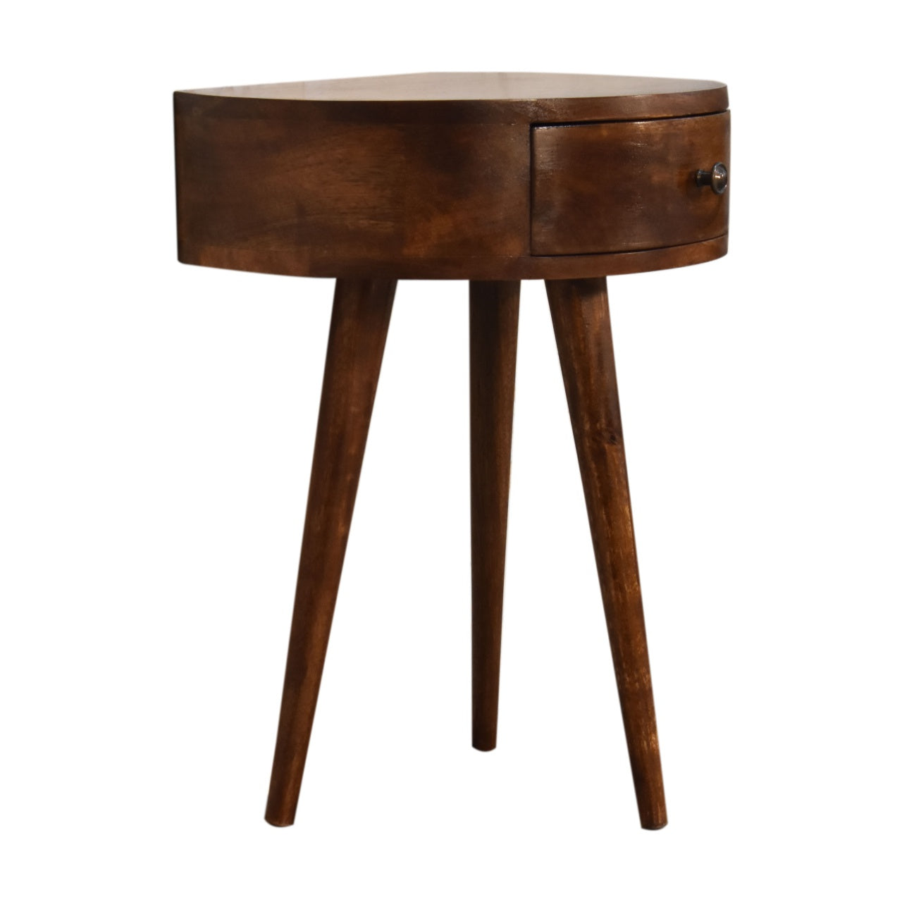 Chestnut Semi Circle Bedside Table – Handcrafted Solid Wood Furniture | Iris Design Collective