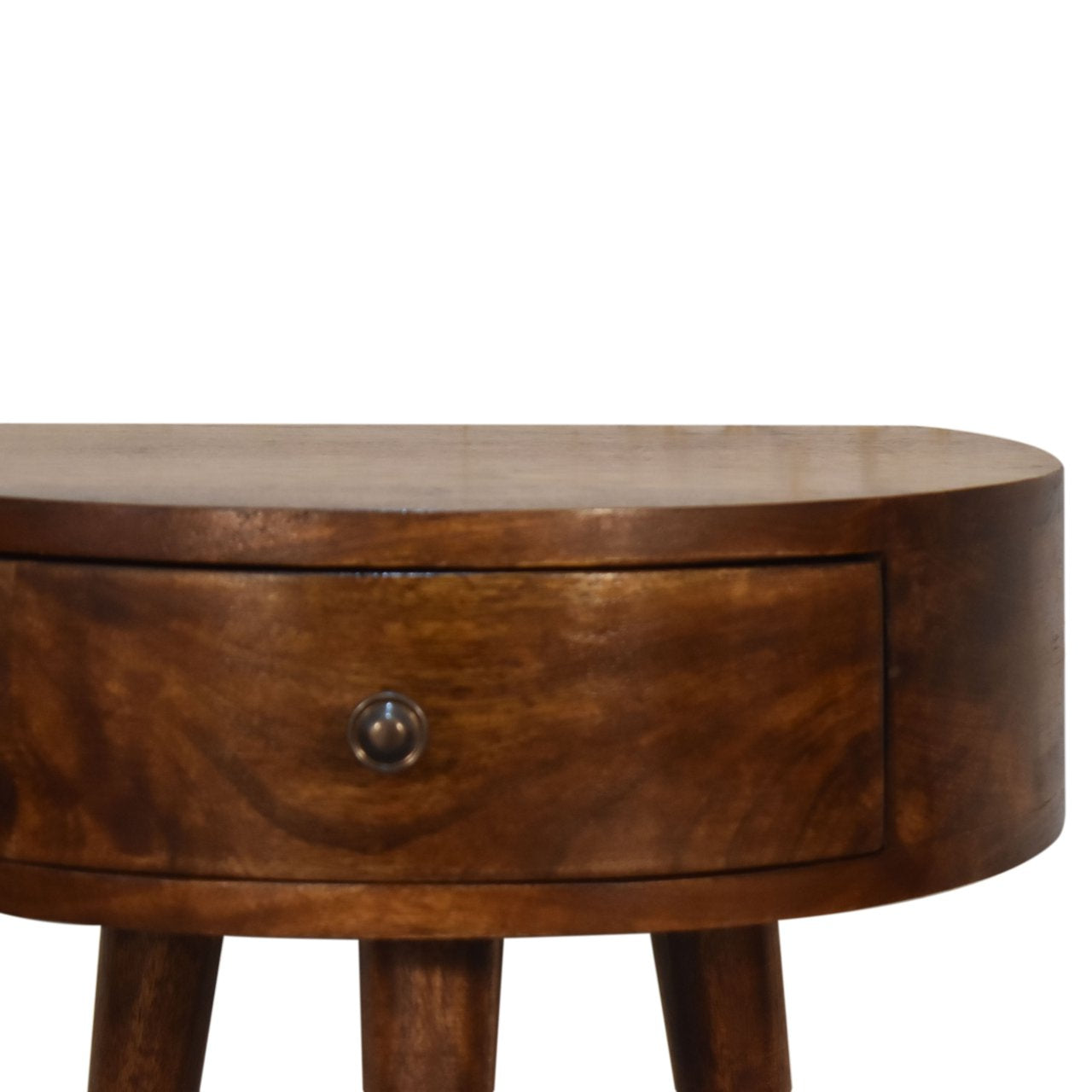 Chestnut Semi Circle Bedside Table – Handcrafted Solid Wood Furniture | Iris Design Collective