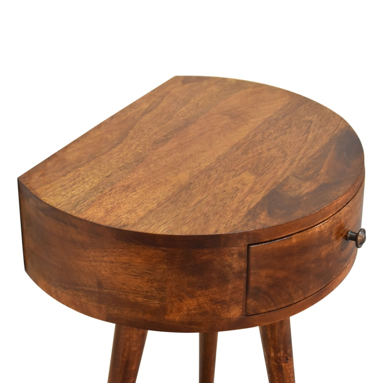 Chestnut Semi Circle Bedside Table – Handcrafted Solid Wood Furniture | Iris Design Collective