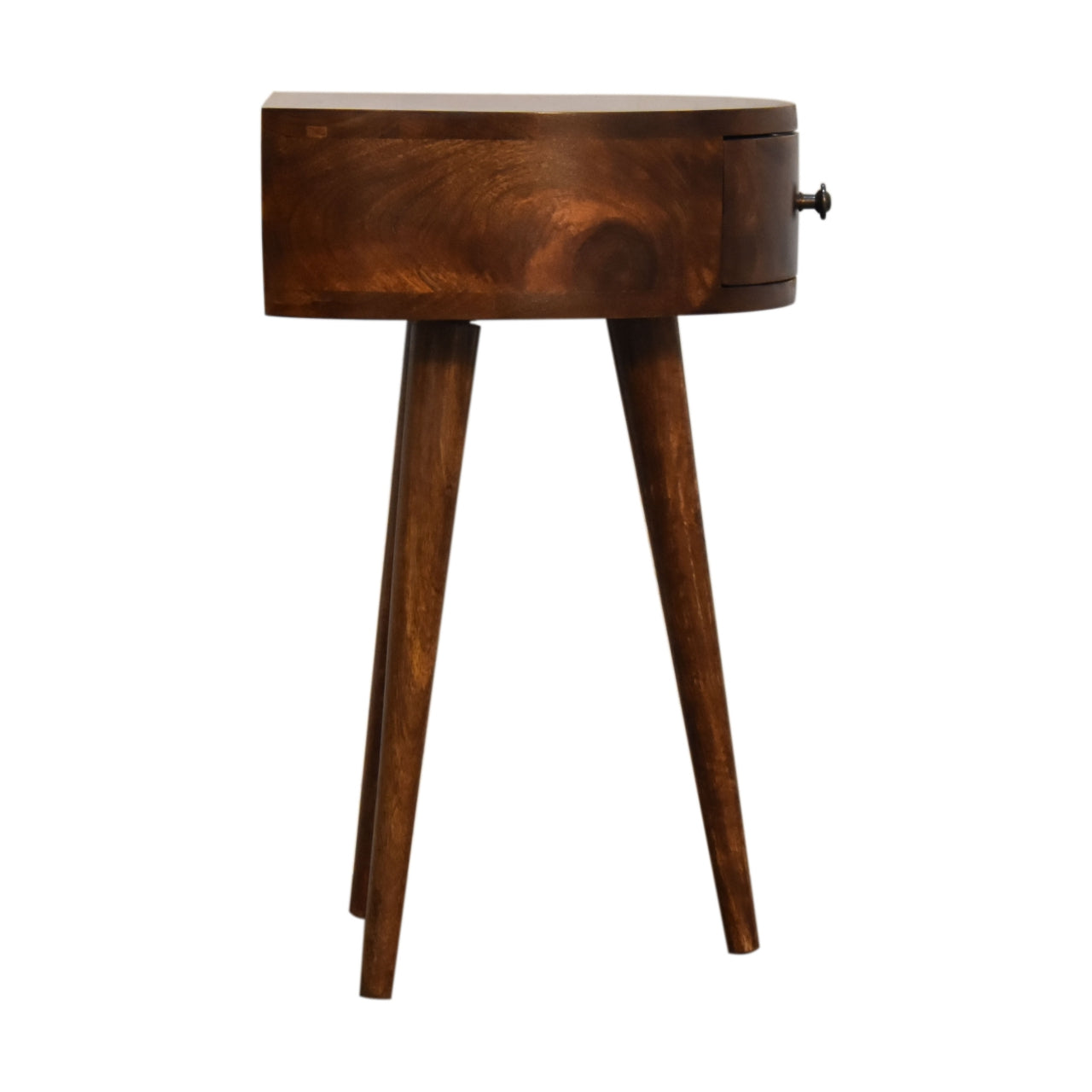 Chestnut Semi Circle Bedside Table – Handcrafted Solid Wood Furniture | Iris Design Collective