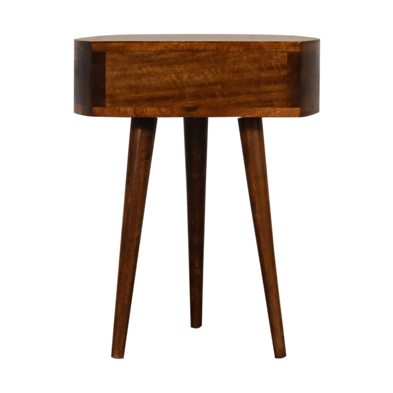 Chestnut Semi Circle Bedside Table – Handcrafted Solid Wood Furniture | Iris Design Collective