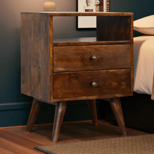 Classic Chestnut Bedside Table – Handcrafted Solid Wood Furniture | Iris Design Collective