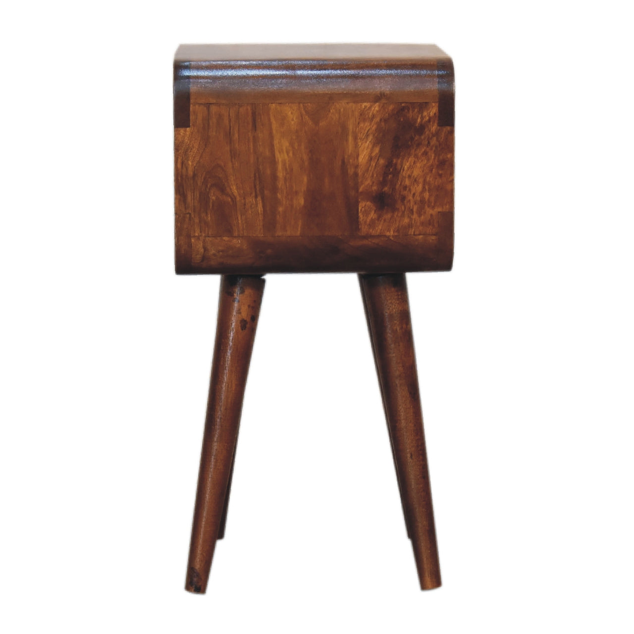 Mini Chestnut Curved Open Bedside Table – Handcrafted Solid Wood Furniture | Iris Design Collective