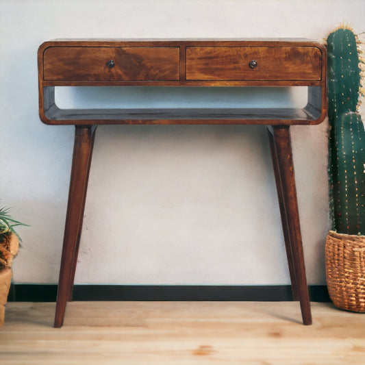 Sonata Chestnut Console Table – Handcrafted Solid Wood Hallway Table | Iris Design Collective